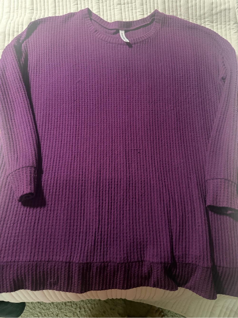 Zenana Outfitters Plum Waffle Knit Pullover